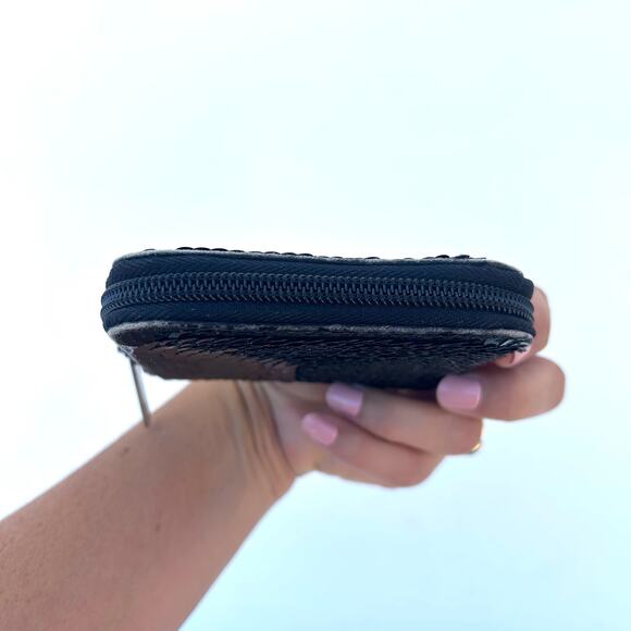 Vintage Miu Miu Y2K 2000s Black Sequin Zip Around Wallet Prada Small Micro - Picture 4 of 10